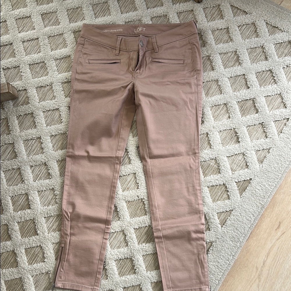 LOFT Mauve Skinny Ankle Pants
